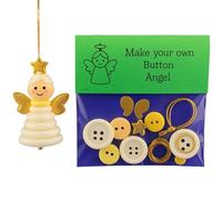 DIY Christmas Button Ornament Making Set, Craft Buttons Kit with Christmas Snowman/Santa/Angel/Tree, for Xmas Tree Hanging Decorations (Angel)