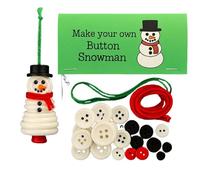 DIY Christmas Button Ornament Making Set, Craft Buttons Kit with Christmas Snowman/Santa/Angel/Tree, for Xmas Tree Hanging Decorations (Snowman)