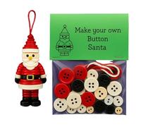 DIY Christmas Button Ornament Making Set, Craft Buttons Kit with Christmas Snowman/Santa/Angel/Tree, for Xmas Tree Hanging Decorations (Santa Claus)