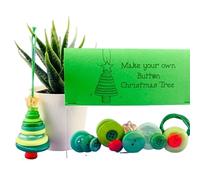 DIY Christmas Button Ornament Making Set, Craft Buttons Kit with Christmas Snowman/Santa/Angel/Tree, for Xmas Tree Hanging Decorations (Christmas Tree)