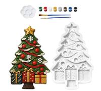 DIY Christmas Tree Molds Silicone Reusable 2 Brushes Palette Decor