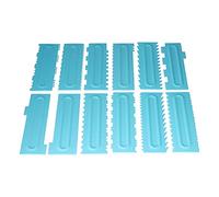 DIY Cream Scraper Combs, Cake Decorating Tool, Fondant Cake Pattern Modeling Kit with 12 Pieces, Food Plastic Icing Smoother for Home Kitchen Bakery (Un set (12 pezzi))
