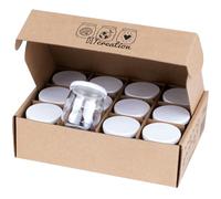 DIY Creation - 12 Vasetti per Yogurt in Vetro con Coperchi, 143 ml | Compatibili con tutte le yogurtiere; Seb Multi Délices richiede un adattamento - 12 coperchi inclusi - produzione francese