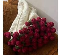 Diy Crochet Flower Rose Bouquet Blanket Material Package,Blanket Folded Into Flowers Rose Flower Bouquet Knitted Throw Blankets,Knitted Red Roses for Valentine's Day,Mother's Day