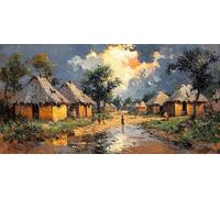 DIY Diamond Painting Africa, 5D Diamond Painting kit Completo 60 x 30 cm, Strass Kit Punto Croce, Villaggio Full Drill Cristallo Ricamo Quadri Moderni Soggiorno, Craft Arts per Regalo Donna ZSHD-0528