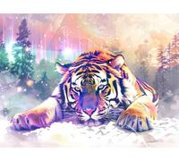 DIY Diamond Painting Animali 100x130 cm, 5D Tigre Diamond Painting Kit Completo Pittura Diamante per Adulti Bambini, Diamantini Crystal Art Kit Pittura Adulti Deco per Casa, Pareti, Ufficio W0J-608