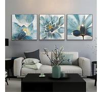 DIY Diamond Painting Kit Completo Drill,3 Pezzi 5D Kit Pittura Diamante,Kit Puzzle Diamanti Strass Ricamo a Punto Croce Craft Arts,per Casa Pareti Decor Fiore di loto astratto Round Drill,50x50cm