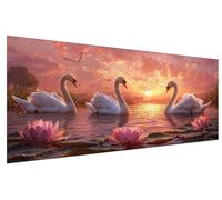 DIY Diamond Painting Loto, 5D Diamond Painting Kit Completo Cigno, Pittura Diamante Quadri con Perline, Ricamo a Punto Croce Diamantini Crystal Art per Decorazioni Casa, Regalo Donna 130x50cm C-46