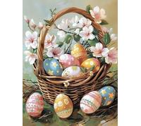 DIY Diamond Painting Uova 50x70cm , 5D Cesto Di Fiori Diamond Painting Kit Completo Pittura Diamante per Adulti Bambini, Diamantini Crystal Art Kit Pittura Adulti Deco per Casa, Pareti, Ufficio j0z-70