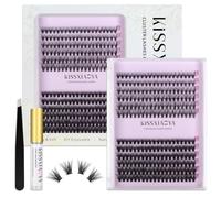DIY Eyelash Extension Kit, Cluster Lashes Extensions Kit with With Glue And Tweezers, Individual Lashes Kit, 0.07D Curl 20D+40D 9-14mm Mixed