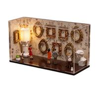 DIY Family Museum Kit - Mini Memory Photo Frame Set, Museum of Us DIY Display with 9 Gold Frames & 5 Figurines, Personalized Keepsake Wall Decor Gift for Mom, Home Office Travel Memory