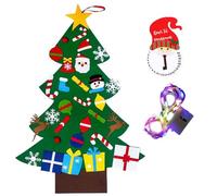 DIY Felt Christmas Tree - 3ft Interactive Tree with Ornaments, Lights, Advent Calendar & Felt Board, Montessori-Inspired Seasonal Decor for Young Learners (Style-G)