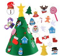DIY Felt Christmas Tree - 3ft Interactive Tree with Ornaments, Lights, Advent Calendar & Felt Board, Montessori-Inspired Seasonal Decor for Young Learners (Style-H)