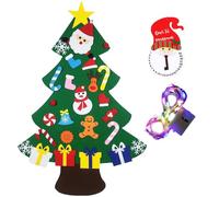 DIY Felt Christmas Tree - 3ft Interactive Tree with Ornaments, Lights, Advent Calendar & Felt Board, Montessori-Inspired Seasonal Decor for Young Learners (Style-F)
