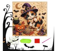 DIY Halloween Bead Painting - Ghost Kitten Pumpkin Pearl Craft Set,