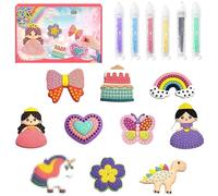 DIY Handmade Bead Stickers, Stuffdatas Bead Pen, Easy Arts and Crafts Fun Gem Sticker Kit, Cute Cartoon Princess Diamond Stickers Beads Handmade Gem Painting for Christmas Gifts(10 Patterns)