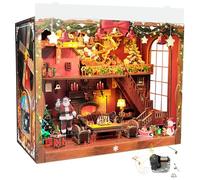 DIY Joyful Christmas Night Miniature Book Nook, accogliente modello di casa di Natale, fermalibri orizzontale 3D, con carillon, adatto per adulti