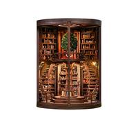 DIY Kit Angolo Libro con Anelli della Saggezza Fermalibri in Miniatura in Legno e Puzzle 3D con Luce LED, Regalo di Compleanno per Gli Amanti dei Libri Wisdom Ring Library