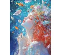 Diy Kit Per Ricamo Con Perline Dea Dell'Oceano Kit Da Ricamo Con Perline Artigianali,Set Da Cucito,Decorazione Da Parete Con Motivo Ad Ago 30x40 cm