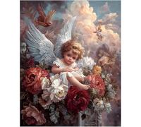 Diy Kit Per Ricamo Con Perline Ragazza Angelo Dei Cartoni Animati Kit Punto Croce Con Perline，Set Ricamo Timbrato Per Adulti，Decorazioni Da Parete 40x50cm