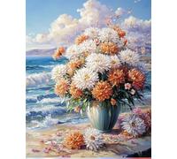 Diy Kit Punto Croce Con Perline Dalie Colorate In Un Vaso Kits Punto Croce Con Perline Fai-Da-Te Kit Ricamato Set Facile Per Adulti Principianti Arte Del Ricamo 9CT 40x50cm