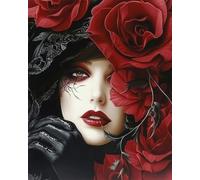Diy Kit Punto Croce Con Perline Fiore Di Rosa Rossa E Donna Kit Per Ricamo A Punto Croce,Pittura Fai Da Te Con Perline,Arazzo 3D,Seed Bead Embroidery Kits 9CT 40x50cm