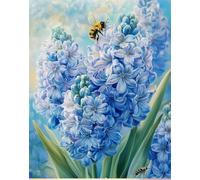 Diy Kit Punto Croce Con Perline Fiori Di Giacinto Blu Fantasy Kits Punto Croce Con Perline Fai-Da-Te Kit Ricamato Set Facile Per Adulti Principianti Arte Del Ricamo 9CT 40x50cm