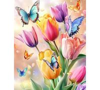 Diy Kit Punto Croce Con Perline Fiori Di Tulipano Colorati E Fantasiosi Kits Punto Croce Con Perline Fai-Da-Te Kit Ricamato Set Facile Per Adulti Principianti Arte Del Ricamo 9CT 40x50cm