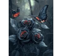 Diy Kit Punto Croce Con Perline Rosa Nera Fantasy Kit Per Ricamo A Punto Croce,Pittura Fai Da Te Con Perline,Arazzo 3D,Seed Bead Embroidery Kits 9CT 40x50cm