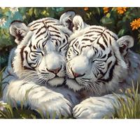 Diy Kit Ricamo Con Perline Due Animali Tigre Bianca Set Di Ricamo Con Perline Fai Da Te,Modello Di Perlines,Kit Per Ricamos,Decorazioni Per La Casa 30x40cm