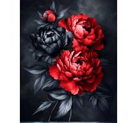 Diy Kit Ricamo Francese Con Perline Fiore Di Peonia Rossa Fantasy Kit Per Ricamo A Punto Croce,Pittura Fai Da Te Con Perline,Arazzo 3D,Seed Bead Embroidery Kits 9CT 60x80cm