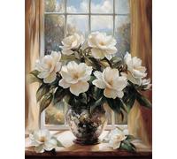 Diy Kit Ricamo Francese Con Perline Gardenie Bianche In Vaso Kit Per Ricamo A Punto Croce,Pittura Fai Da Te Con Perline,Arazzo 3D,Seed Bead Embroidery Kits 9CT 60x80cm