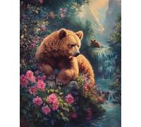 Diy Kit Ricamo Francese Con Perline Orso Dei Cartoni Animati E Paesaggio Kit Per Ricamo A Punto Croce,Pittura Fai Da Te Con Perline,Arazzo 3D,Seed Bead Embroidery Kits 9CT 60x80cm