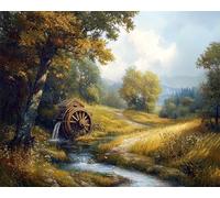 Diy Kit Ricamo Francese Con Perline Paesaggio Della Ruota Idraulica Nella Foresta Kit Per Ricamo A Punto Croce,Pittura Fai Da Te Con Perline,Arazzo 3D,Seed Bead Embroidery Kits 9CT 60x80cm