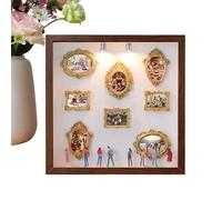 DIY Mini Museum Photo Frame - Silhouette 3D Memory Display Box with 2 LED Lights and 8 Figurines | Wall Decor for Living Room Bedroom Hallway Wedding Anniversaryy, Family Photo Display, Gift