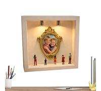 DIY Mini Museum Silhouette Box | Photo Showcase With Gold Mini Frames And Figurines,Photo Family Display Case - For Holidays Festive Celebrations Birthdays