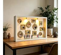 DIY Mini Museum Silhouette Box, Shadow Box Frame Kit with 11 Gold Mini Frames & 8 Figurines, Mini Cornice Museo Personalizzata con luce a LED per anniversario, matrimonio, decorazione della casa
