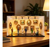 DIY Mini Museum Silhouette Box, Shadow Box Frame Kit with 9 Gold Mini Frames & 6 Personaggi & 2 Sculture, Mini Cornice Museo Personalizzata con luce a LED per anniversario, matrimonio, decorazione