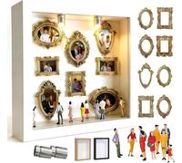 DIY Mini Museum Silhouette Box, Shadow Box Frame Kit with Lights, Golded Mini Frames & Figurines, 2026 Celebrate Your Unique Memories in Style, for Anniversary, Wedding, Birthday Valentines DayGift