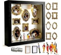 DIY Mini Museum Silhouette Box, Shadow Box Frame Kit with Lights, Golded Mini Frames & Figurines, 2026 Celebrate Your Unique Memories in Style, for Anniversary, Wedding, Birthday Valentines DayGift