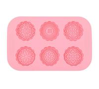DIY Mooncake Mold 6 Slots Reusable Food Grade Silicone Mooncake Making Mold Soap Making Mold for Baking Desserts Crafts Pink 25x16x2cm