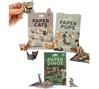 DIY Paper Cats - 50 Sheets DIY Origami Paper to Fold Cute Cat Figures, Animal Papers Sculpture for Teens & Adults, Desk Decoration (3Pcs)