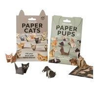 DIY Paper Cats Origami Kit, 50 Sheets DIY Dog Origami Paper Craft Set to Fold Paper Cat Figures, Desk Decoration & Xmas Gift for Animals Lovers (Cat and Dog)
