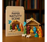 DIY Paper Nativity Scene, Christmas Origami Craft Set With Jesus Angel & Sheep, 3D Origami Nativity Set for Craft Lovers, DIY Origamis Kit for Beginners, Holiday Family Activity (Style A)