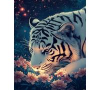 Diy Perline Da Ricamo Cielo Stellato E Tigre Bianca Set Di Ricamo Con Perline Fai Da Te,Modello Di Perlines,Kit Per Ricamos,Decorazioni Per La Casa 40x50cm