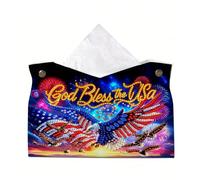 DIY PU Damond Painting Tissue Box Kit Desktop Tissue Holder DIY Diamond Art Crystal Mosaic Desktop Organizer Bag Resin Rhinestone Storage Organizer for Home Office and Car Decoration