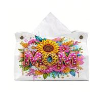 DIY PU Damond Painting Tissue Box Kit Desktop Tissue Holder DIY Diamond Art Crystal Mosaic Desktop Organizer Bag Resin Rhinestone Storage Organizer for Home Office and Car Decoration