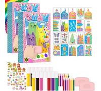 DIY Rainbow Scratch Art, 20 pezzi DIY Rainbow Scratch Art, kit di pittura Squeegee Art per bambini, DIY Christmas Rainbow Scratch Painting, bambini che dipingono Rainbow dot Scratch Painting (2pcs)