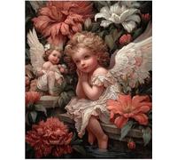 Diy Set Per Ricamo Con Perline Cartone Animato Piccolo Angelo E Fiori Schema Per Ricamo A Punto Croce Con Perline, Fai Da Te, Da Appendere Alla Parete, Set Di Perle 3D 40x50cm