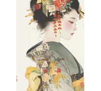 Diy Set Per Ricamo Con Perline Cortigiana In Kimono Retrò Kit Da Ricamo Con Perline Artigianali Set Di Perlines Fai Da Te Per Decorazioni Per La Casa Per Principianti 40x50 cm